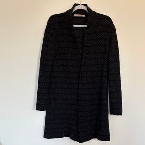 Chiaramenta wool Black Textured Long Cardigan